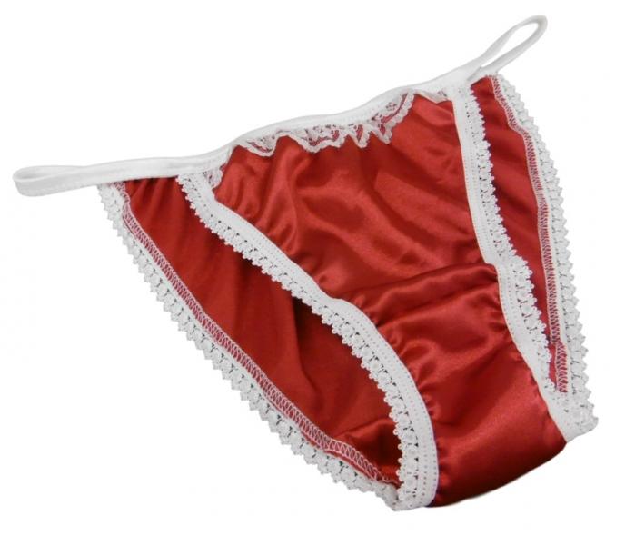 Red and Ivory Tanga Panties